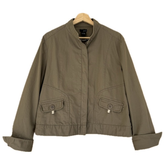 Kenzie cotton, lightweight, zip up jacket in sage | Sz 14 - Picture 1 of 8